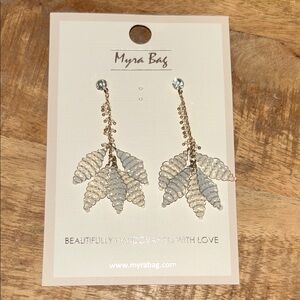 Myra Bag Elegant Gold and Silver Leaf Earrings